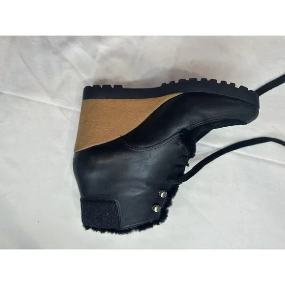 Cole Haan Waterproof Henson Wedge Black Leather Shearling Genuine Sheep sz 10B - Picture 5 of 10